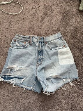 American Eagle Outfitters Pride Month Light Blue Distressed Patch Denim Shorts